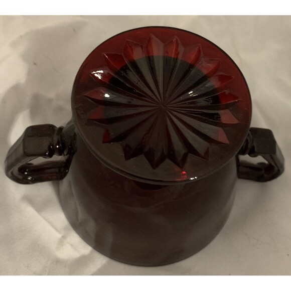 Vintage Anchor Hocking Ruby Red Creamer And Sugar Bowl - Picture 12 of 12